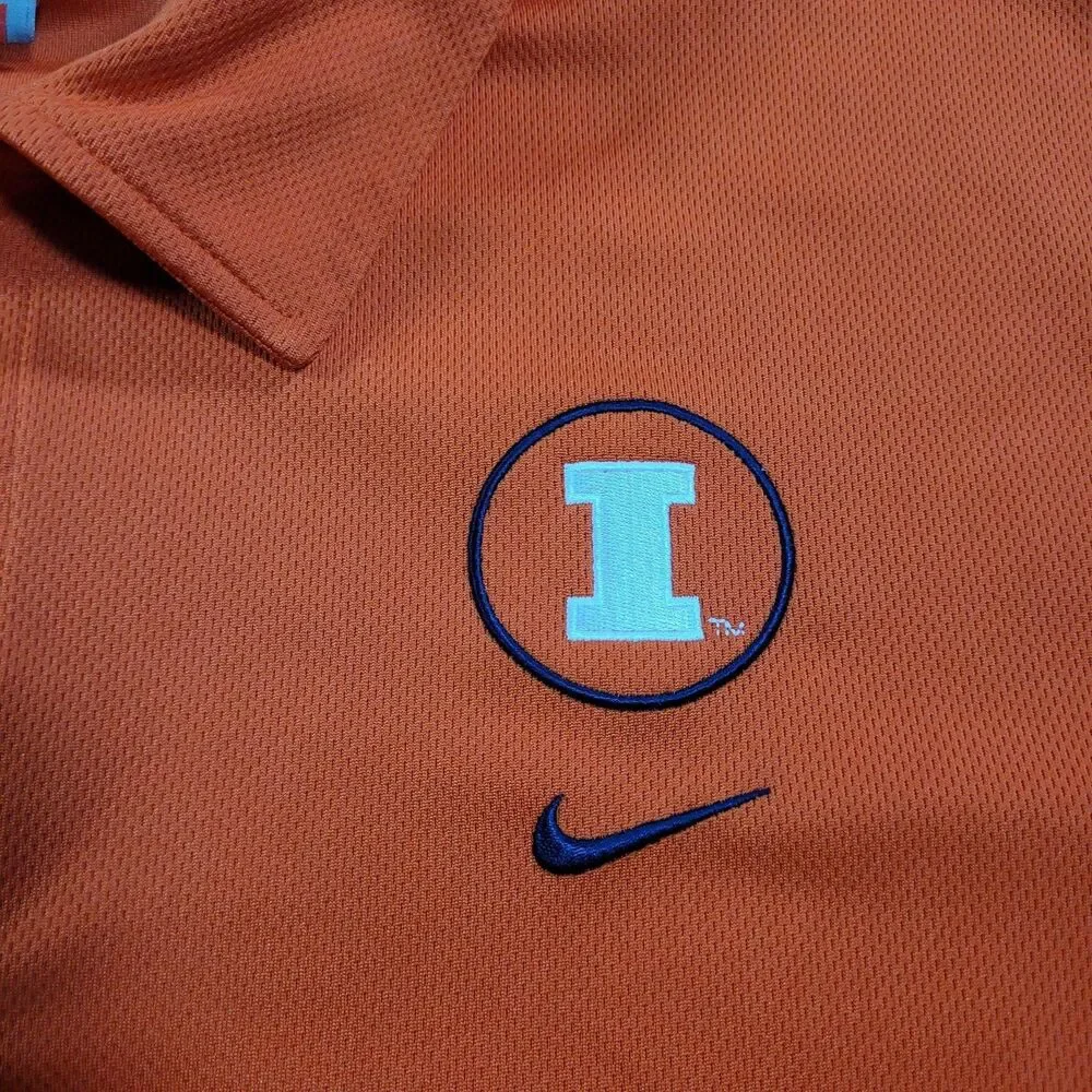 Illinois Fighting Illini Shirt Mens XL Orange NCAA Basketball Nike Fit Dry Polo